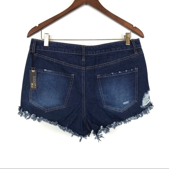 Refuge Hi Rise Cheeky Destroyed Jean Shorts 10 - Picture 2 of 6